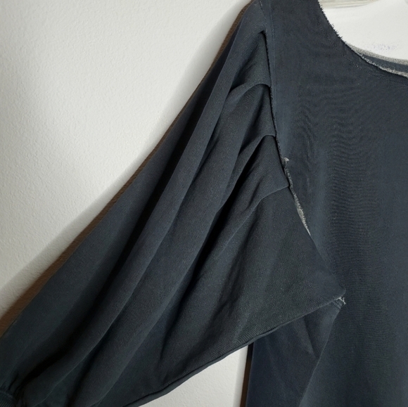 Free People We The Free Rosey Navy Blue Distressed Fleece Oversized Sweatshirt - Picture 8 of 11